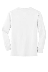 Port & Company® Youth Long Sleeve Core Cotton Tee - White